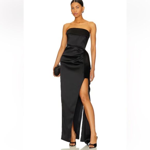 NICHOLAS Dresses & Skirts - NICHOLAS Erelyn Strapless Gown Black satin maxi dress Revolve $585 Sz 0
